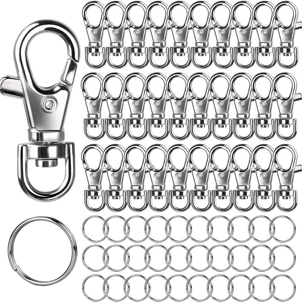 60PCS Metal Swivel Snap Hooks and Key Rings, 30PCS Small Lobster Claw Keychains